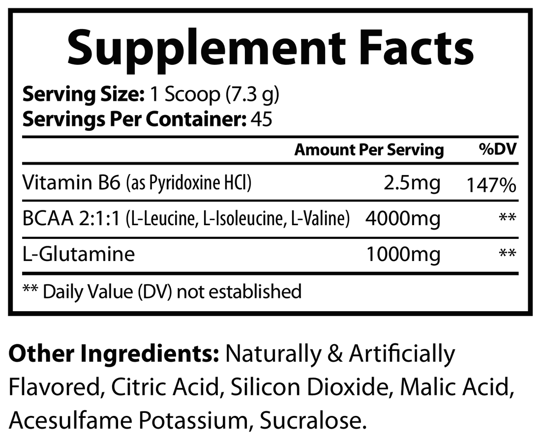 BCAA Powder Watermelon Supplement Facts panel