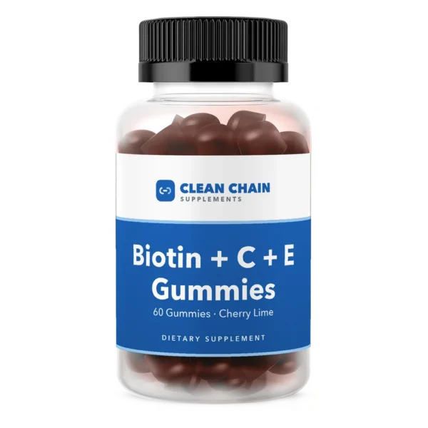 Clean Chain Supplements Biotin + C + E Gummies, 60 Gummies · Cherry Lime