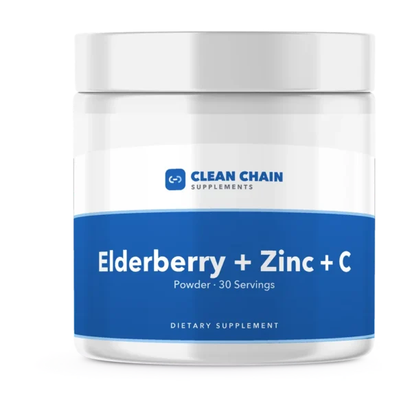 Clean Chain Supplements Elderberry + Zinc + C, Powder · 30 Servings