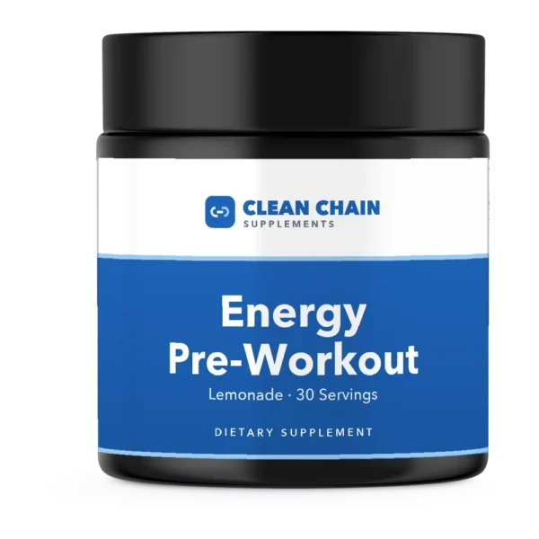 Clean Chain Supplements Energy Pre-Workout, Lemonade · 30 Servings