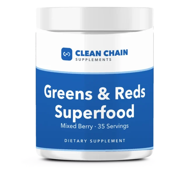 Clean Chain Supplements Greens & Reds Superfood, Mixed Berry · 35 Servings