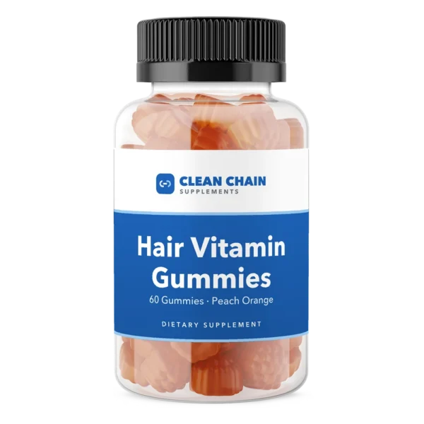 Clean Chain Supplements Hair Vitamin Gummies, 60 Gummies · Peach Orange