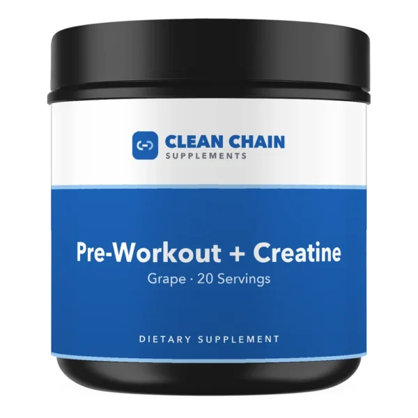 Clean Chain Supplements Pre-Workout + Creatine, Grape · 20 Servings