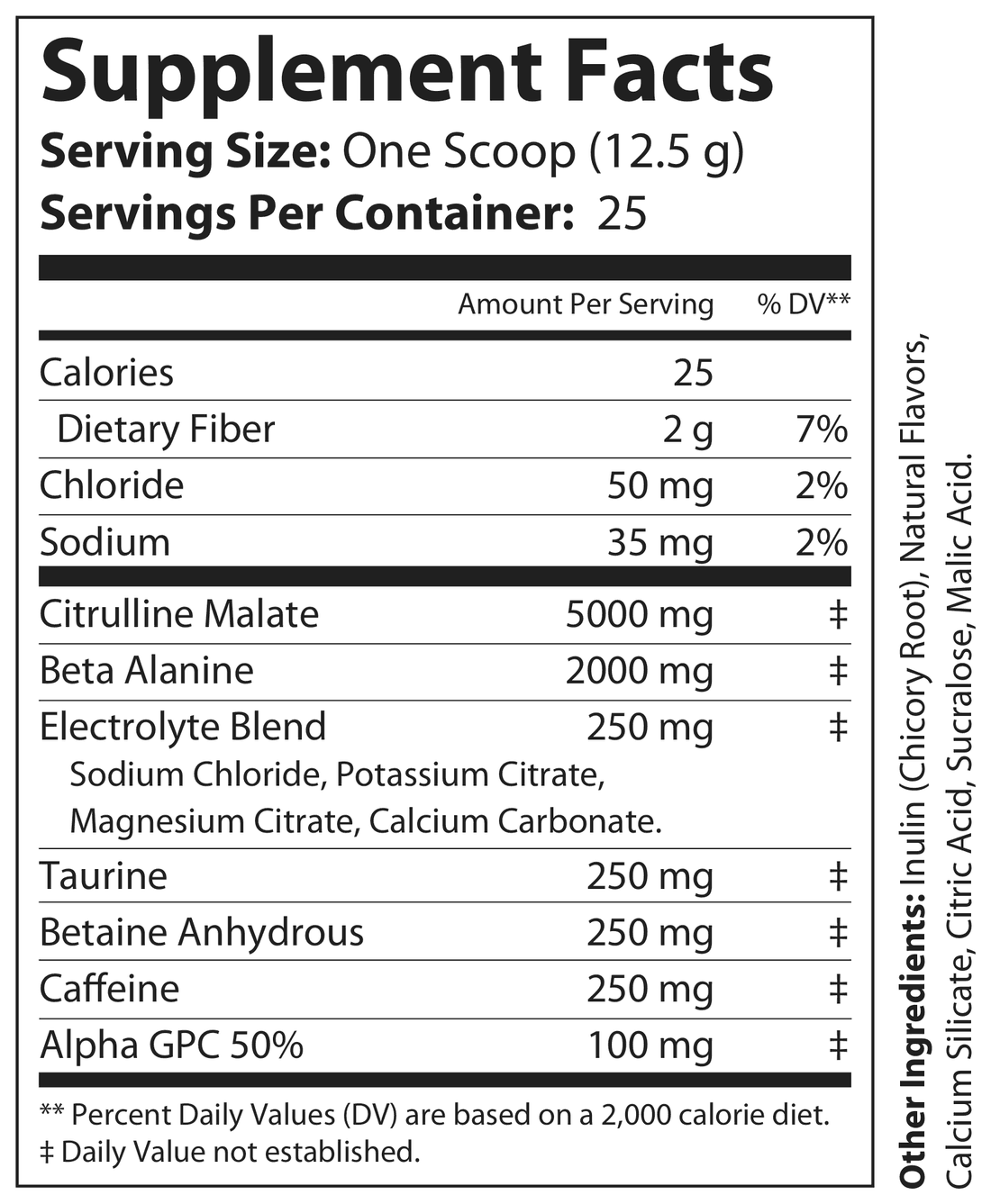 Pump Pre-Workout Georgia Peach Rings Supplement Facts panel