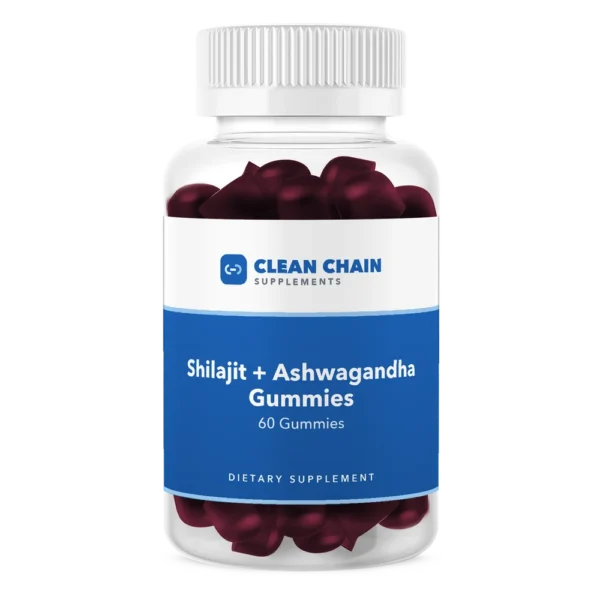 Clean Chain Supplements Shilajit + Ashwagandha Gummies, 60 Gummies